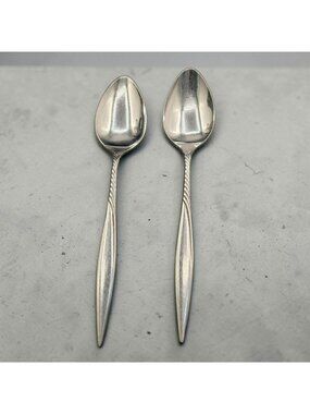 Orleans Silver Stainless Japan Teaspoons Vintage Flatware Set Of 2 1960s